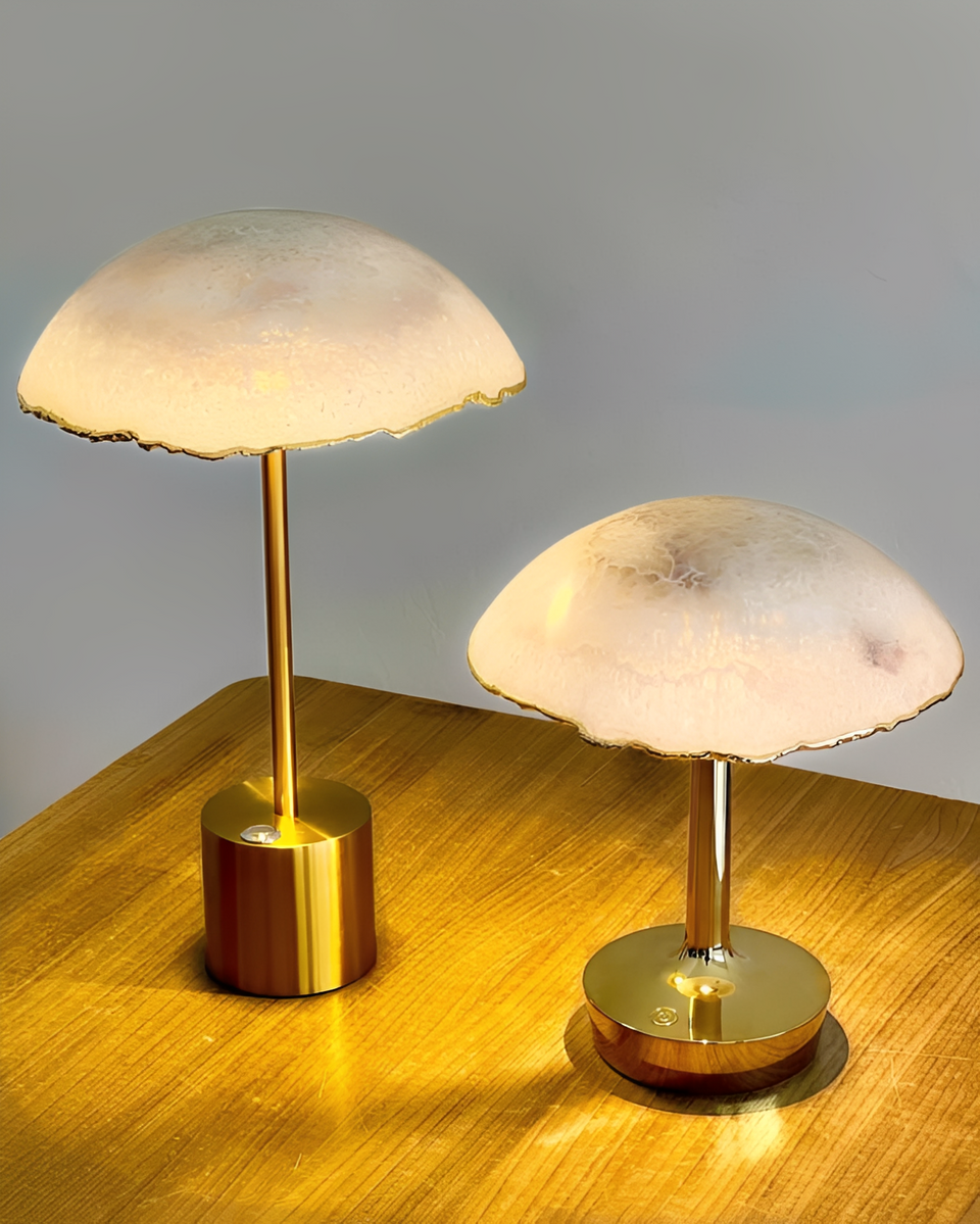 Kit Abajur Decorativa de Ágata Natural - Branco Champagne