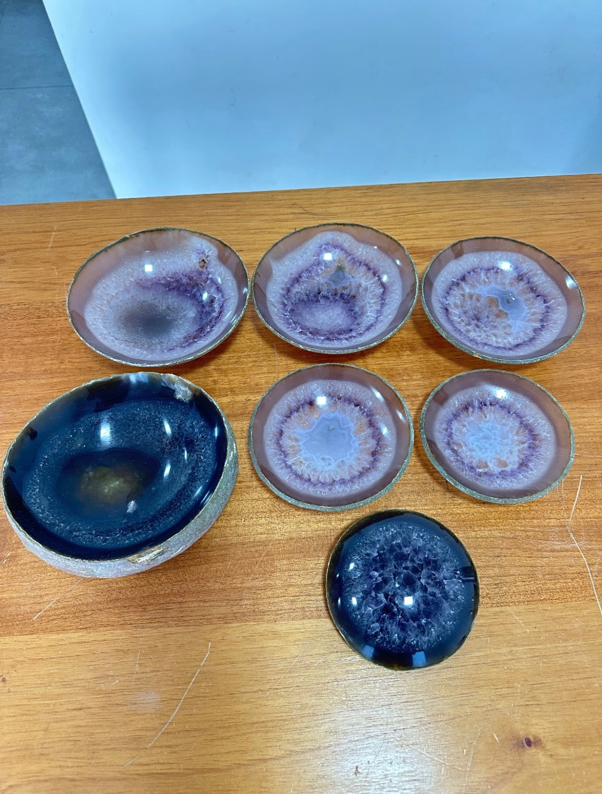 Tigelas de Luxo Ágata Roxa e Azul 7 Peças