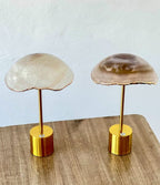 Abajur Decorativa de Ágata Natural com Base Dourada